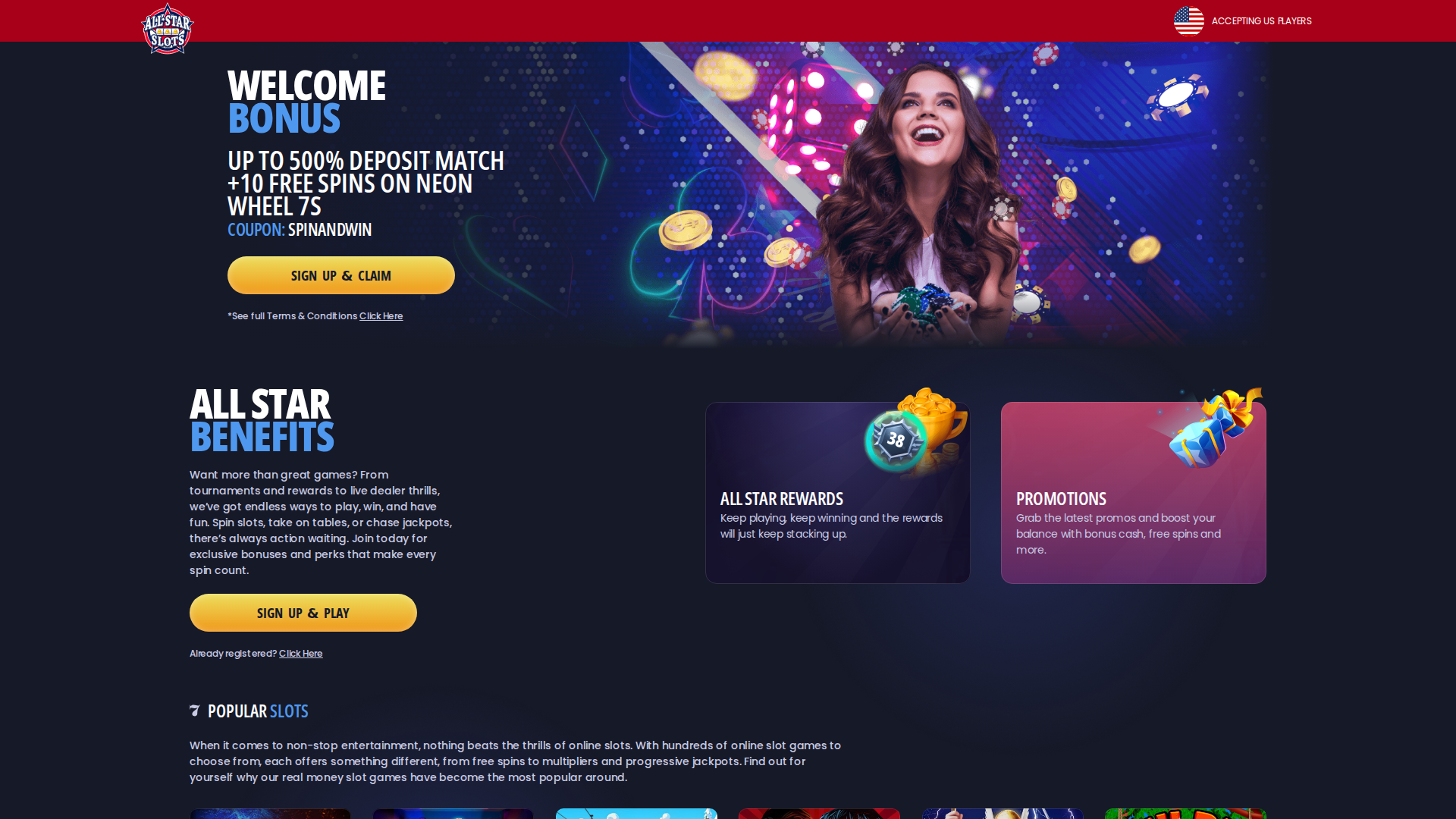 All Star Slots Casino Homepage