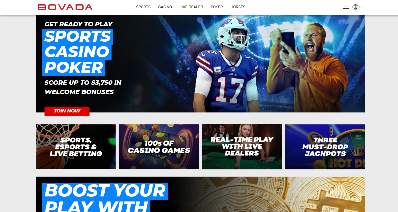 Bovada Casino Homepage